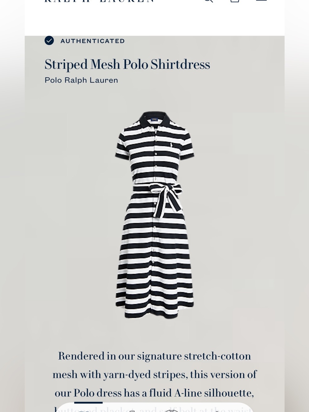 Ralph Lauren Black & White Striped Button-Front Polo Dress with Tie Waist - Picture 7 of 7